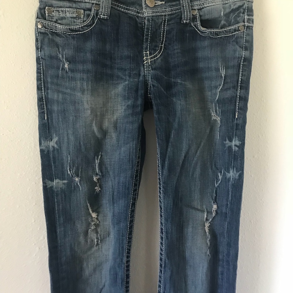 {BKE} Paxton Distressed Low Rise Boot Cut Jean
